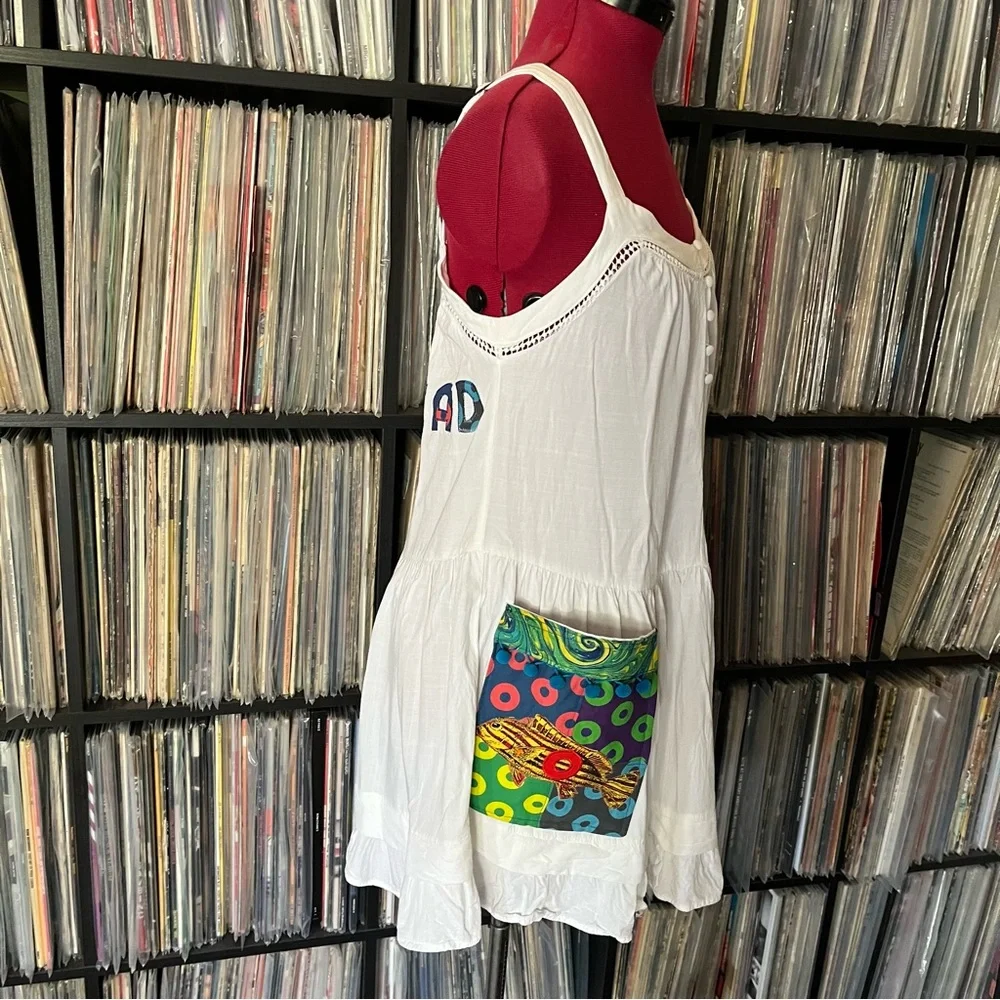 FLUFFHEAD mini dress pocket fishman donuts PHISH upcycled patchwork ⭕️🌈shakedown - Picture 4 of 15